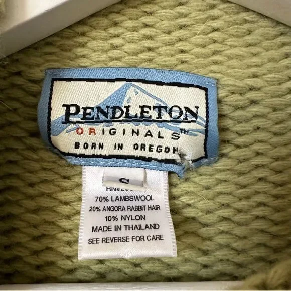 Vintage Pendleton Lambswool Angora Blend Green Sweater Size S - Picture 5 of 5